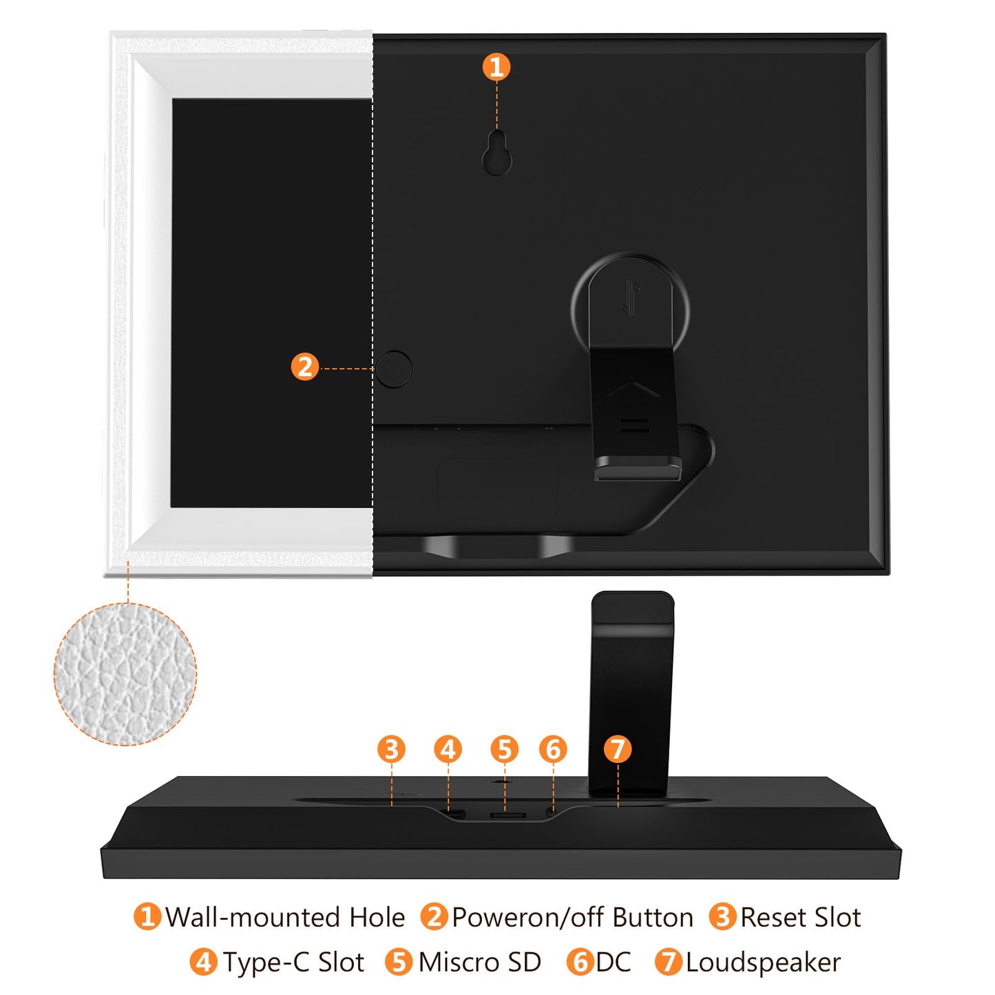 Smart White Digital Picture Frame WiFi Send Photos from Your Phone 16GB Storage 10.1inch 1280x800 IPS Touch Screen Digital Photo Frame Auto-Rotate Wall Mountable Photo Picture Frame Digital